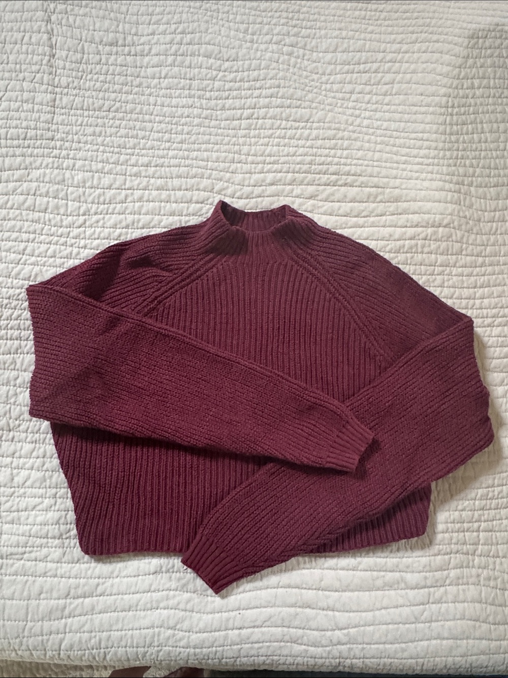 Hollister Ribbed Mock Neck Sweater - Wine